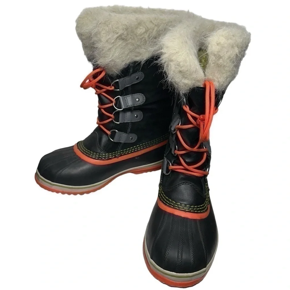 SOREL Women’s Size 7 Black Winter Carnival Fauc Fur Snow Boots Model 1516801011